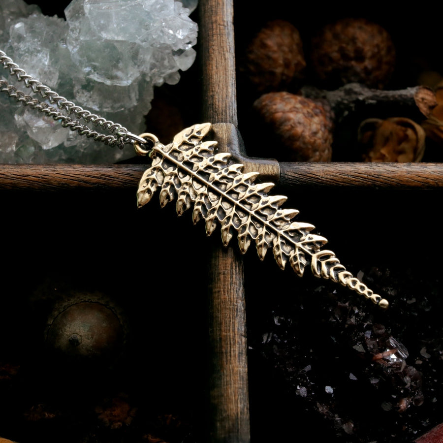 Golden Autumn Fern Necklace