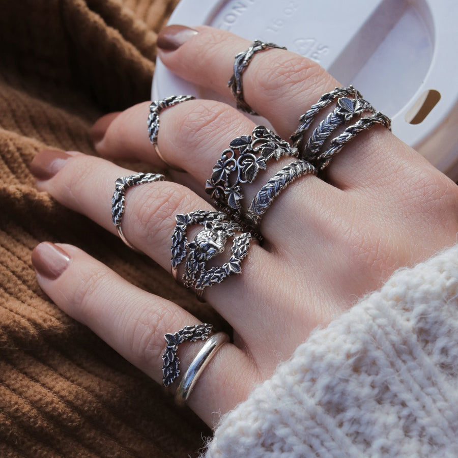 Victorian Gothic Aesthetic Ivy Hedera Braid Wreath Rings