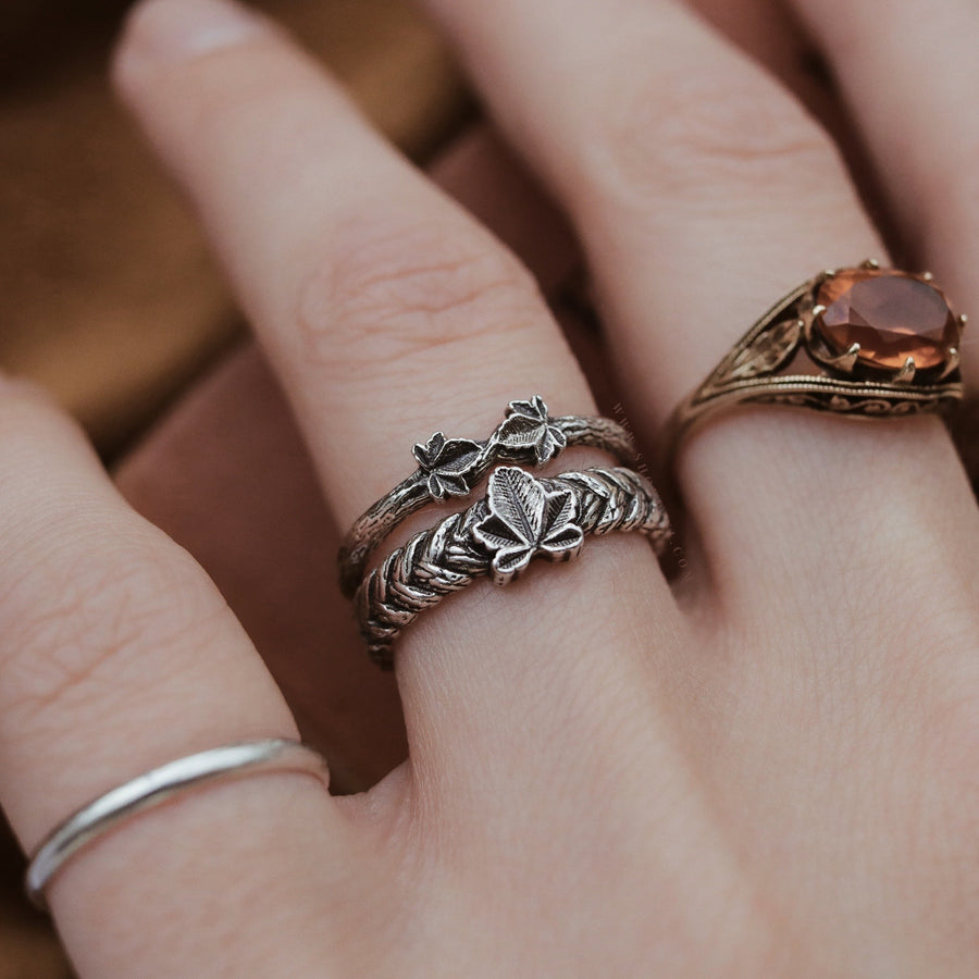 Victorian Aesthetic Nature Witch Ivy Hedera Stacking Rings