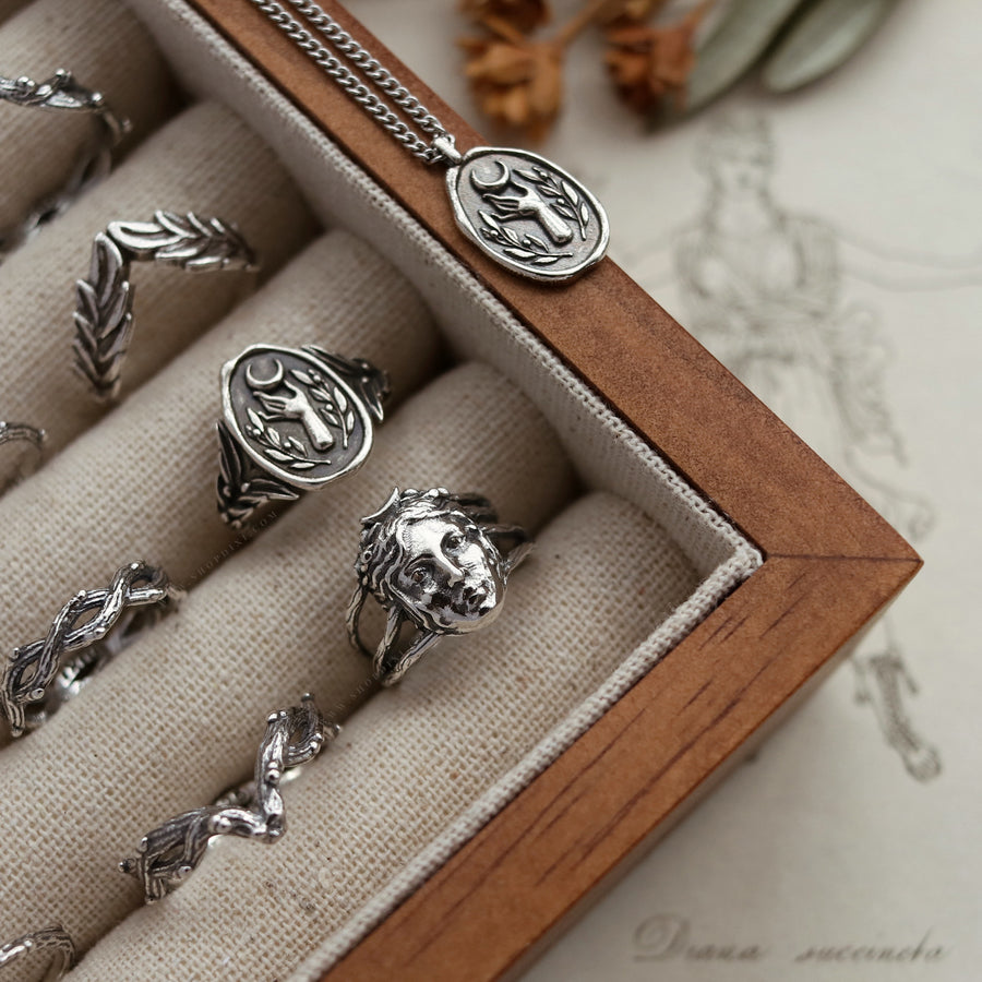 Light Academia Sterling Silver Rings Inspired by Nature and Greek Mythology