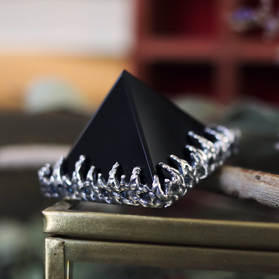 Sacred Smoky Quartz Icicle Crystal Pyramid Necklace #36