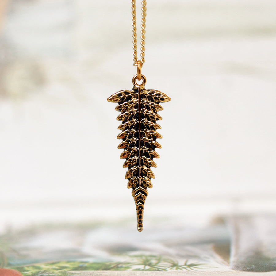Winter's Forest Fern Leaf Boho Necklace Gold / Rose Gold
