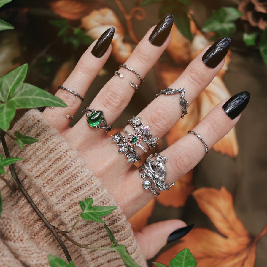 Dark Academia Sterling Silver Nature Inspired Rings from Shop Dixi