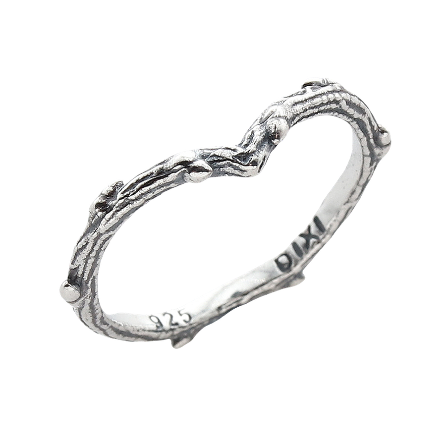 Unisex Sterling Silver Thorn Branch Twig Gothic Ring by Dixi