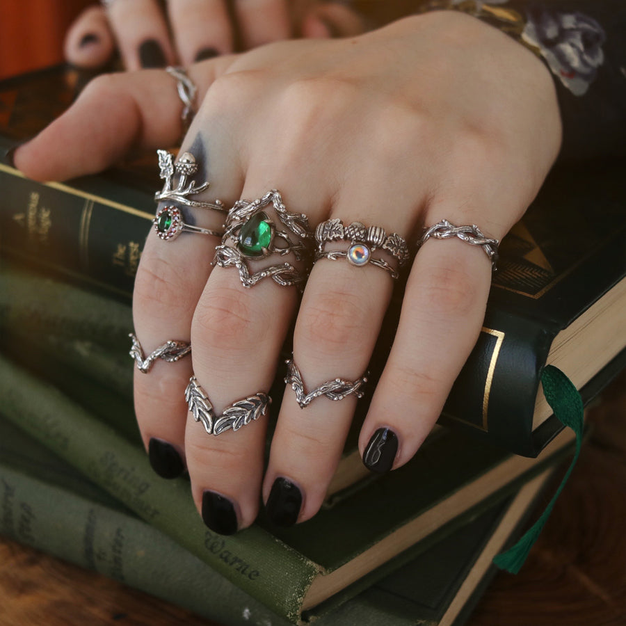 Magical Wiccan Nature Inspired Sterling Silver Rings from Shop Dixi