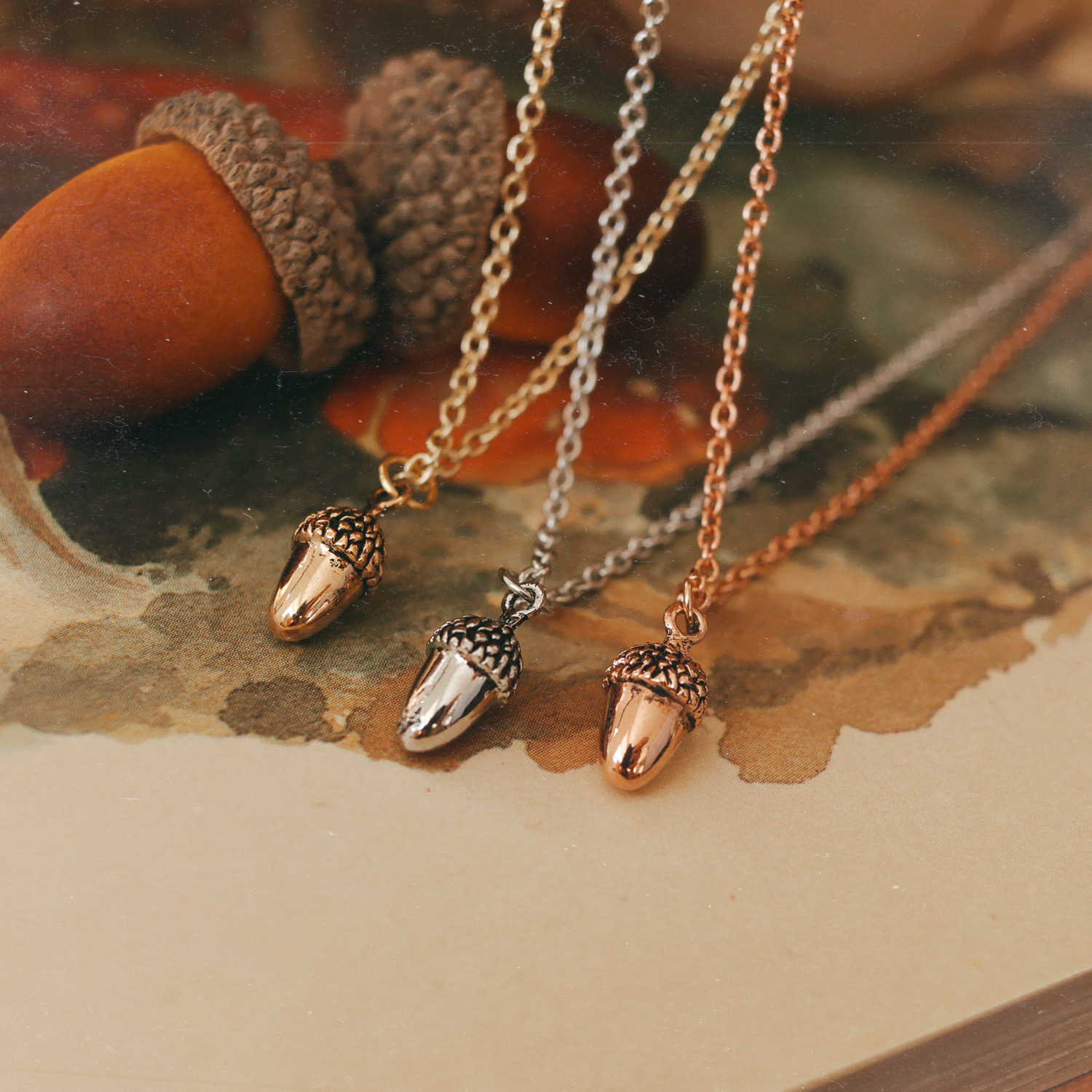 Gold 2025 acorn necklace