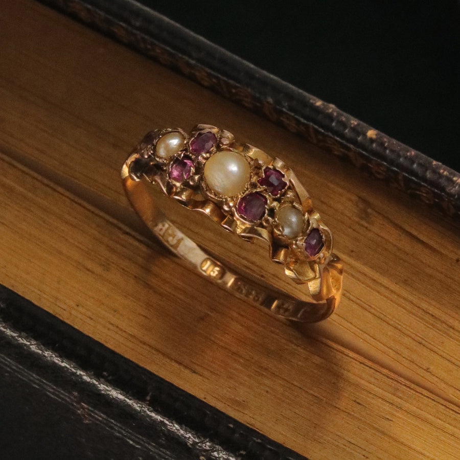 Antique | Aster Victorian Ruby & Pearl Ring