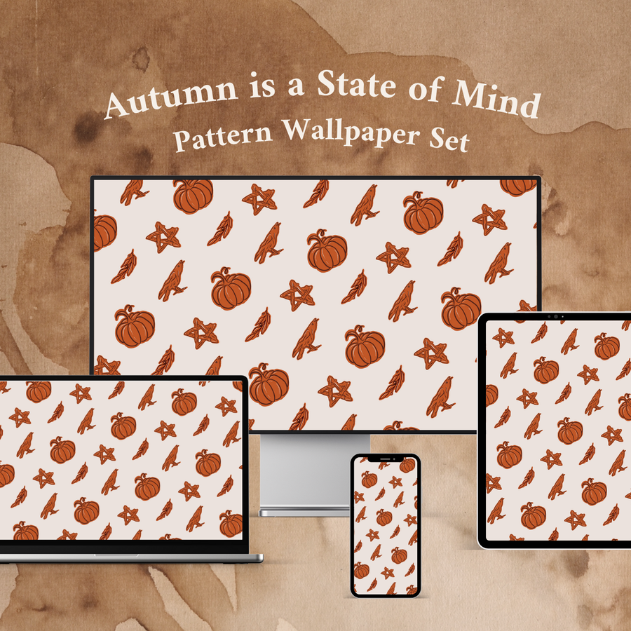 Autumn is a State of Mind Patterned Digital Wallpapers