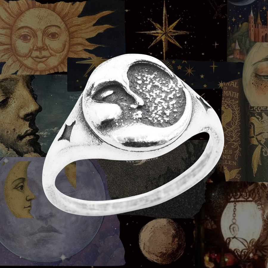Gothic 90s Aesthetic Sun Moon Ring
