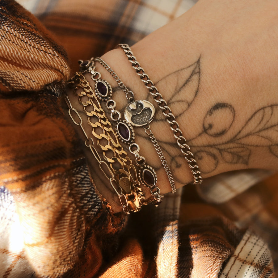 Shop Dixi 90s Whimsigoth Style Practical Magic Sabrina Witch Crescent Moon Face Silver Bracelet