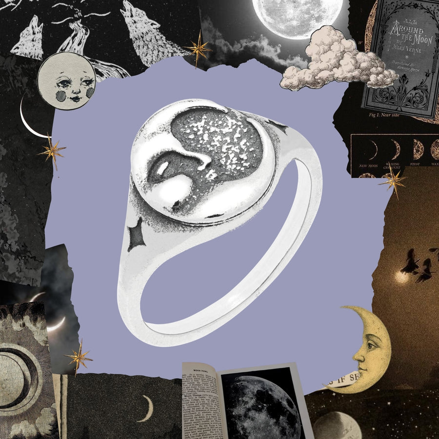 Lunaris Moon Luna Crescent 90s Whimsigoth Sterling Silver Ring