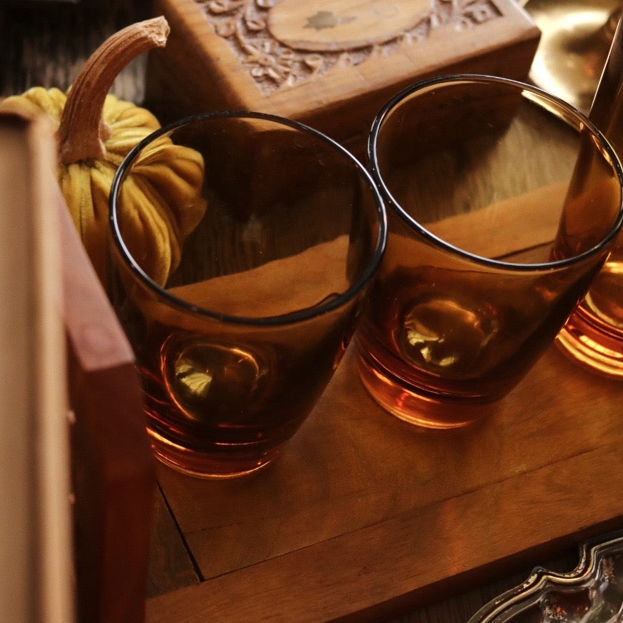 Vintage | Set of 4 Amber Glasses