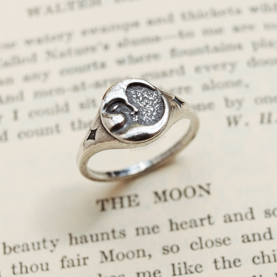 Shop Dixi 90s Whimsigoth Sabrina Practical Magic Witch Crescent Moon Face Signet Ring