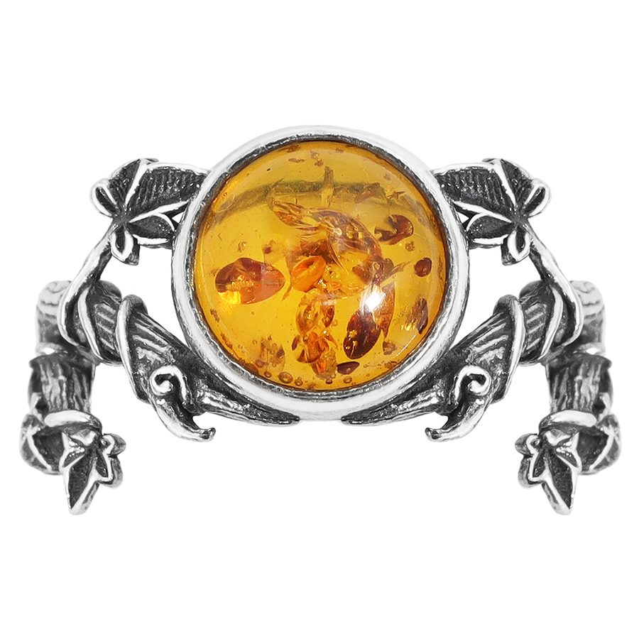 Shop Dixi Gothic Dark Autumn Amber Antler Ivy Sterling Silver Ring