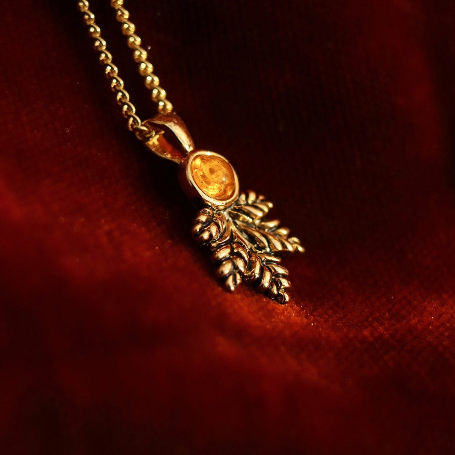 Gold Autumn Nature Witch Gothic Aesthetic Gold Leaf Necklace