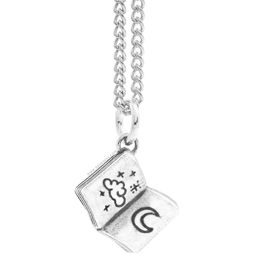 Shop Dixi Book Lovers Dark Academia Book Witch Bookstagram Booktok Crescent Moon Sterling Silver Necklace