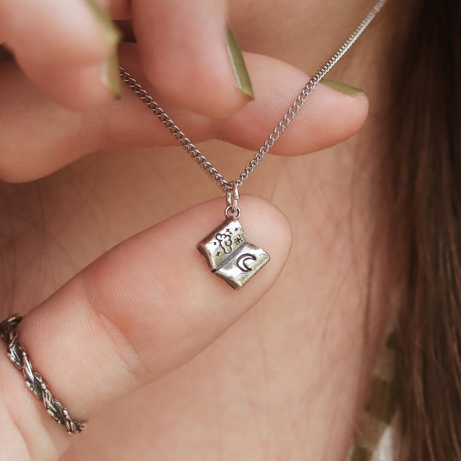 Shop Dixi Book Lovers Dark Academia Book Witch Bookstagram Booktok Crescent Moon Sterling Silver Necklace