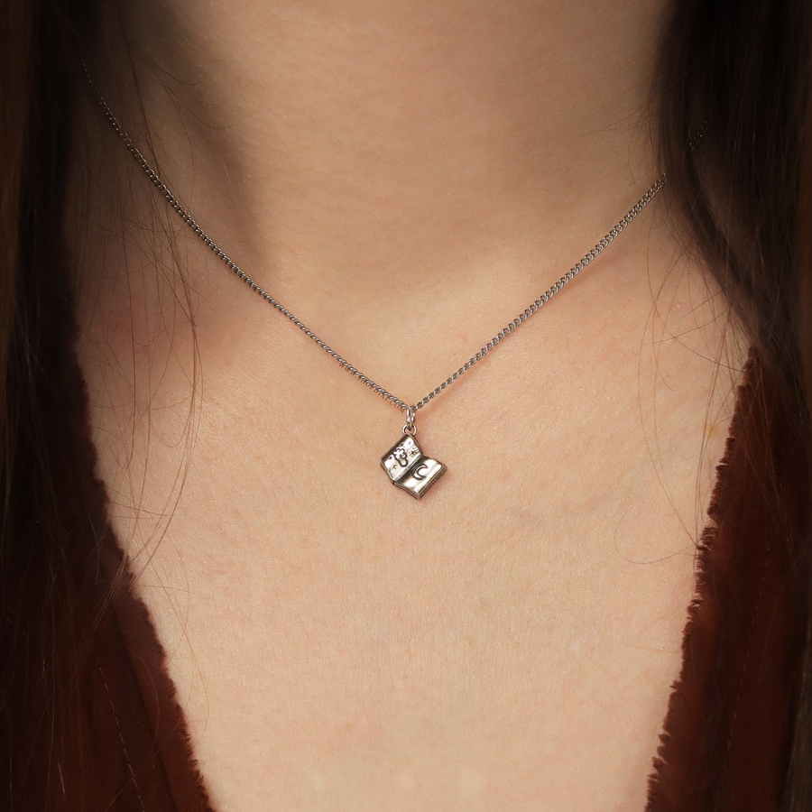 Shop Dixi Book Lovers Autumn Academia Book Witch Bookstagram Booktok Crescent Moon Sterling Silver Necklace
