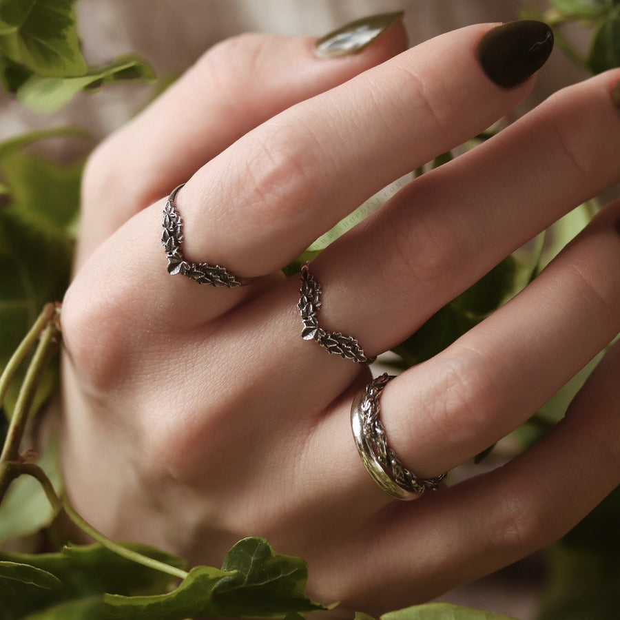 Nature Lovers Ivy Leaf Woodland Magic Sterling Silver Rings