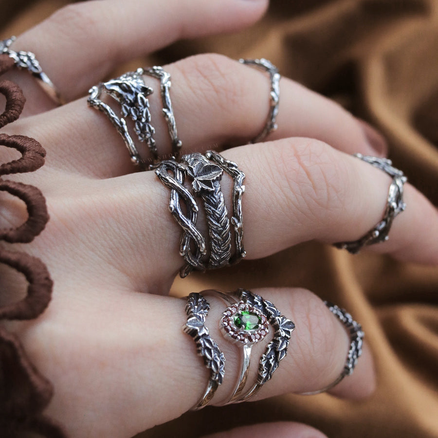 Thorn Branch Ivy Braid Gothic Rings by Dixi