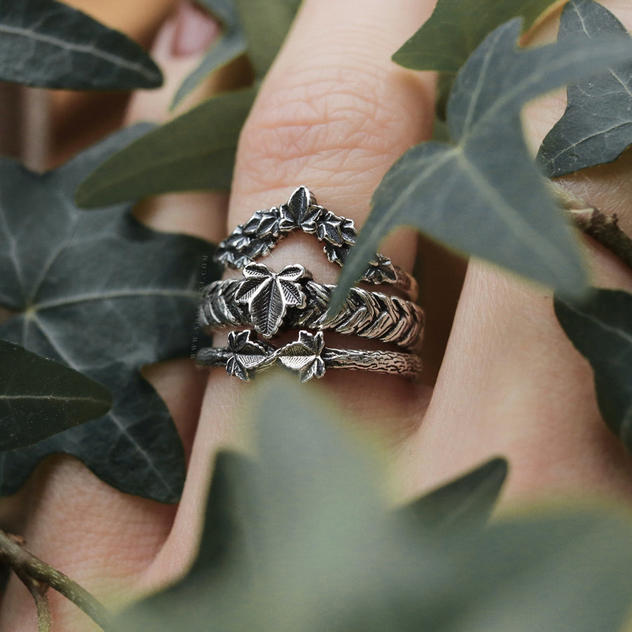 Inspired by Nature Ivy Leaf Wishbone Braid Ring