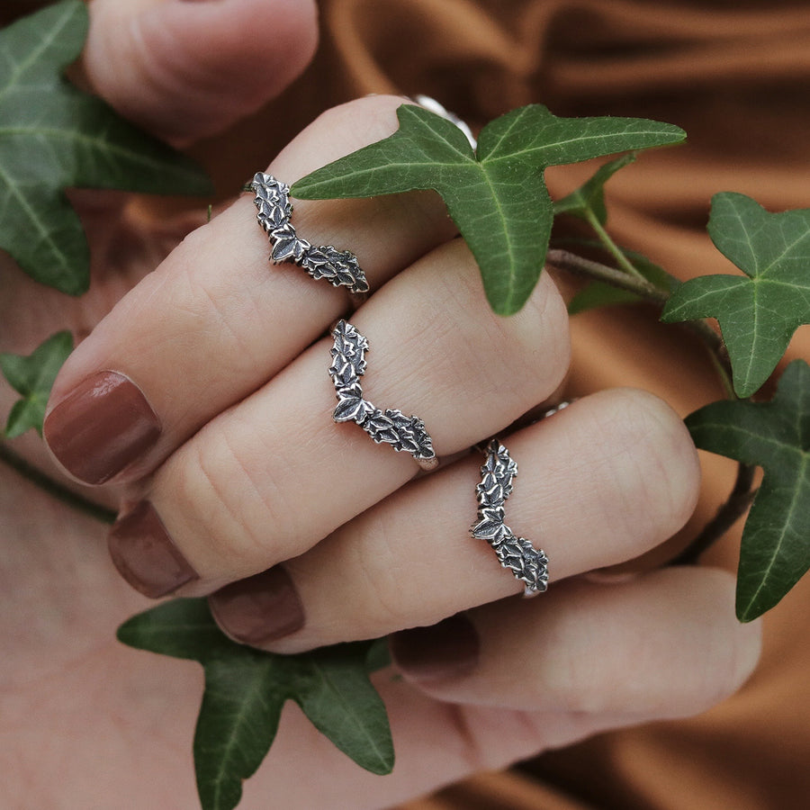 Hedera Ivy Wishbone Midi Ring Set of 3