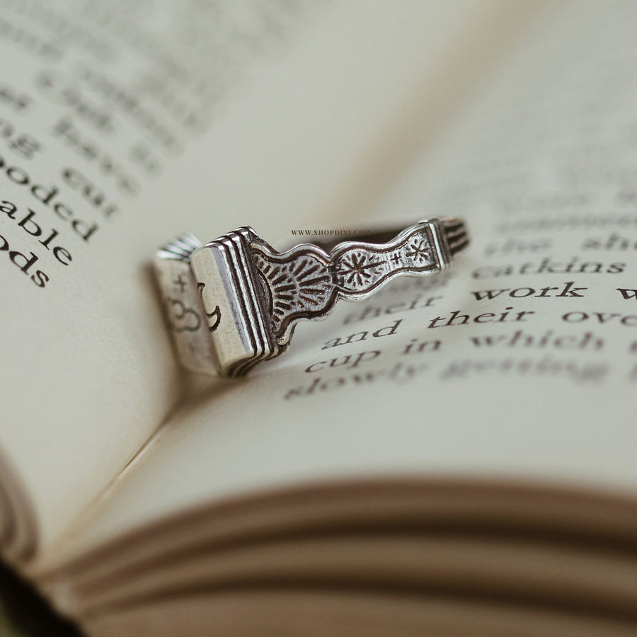 Shop Dixi Book Lovers Light Academia Book Witch Bookstagram Booktok Crescent Moon Child Starburst Silver Ring