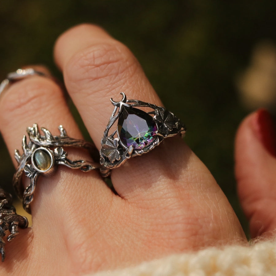 Shop Dixi Sterling Silver Ivy Antler Nature Witch Mystic Crescent Moon Ring