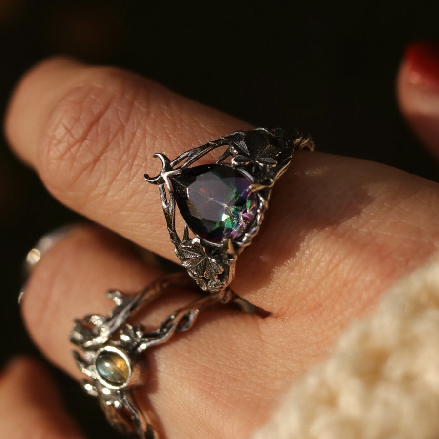 Shop Dixi Sterling Silver Ivy Antler Nature Witch Forest Lover Mystic Crescent Moon Ring