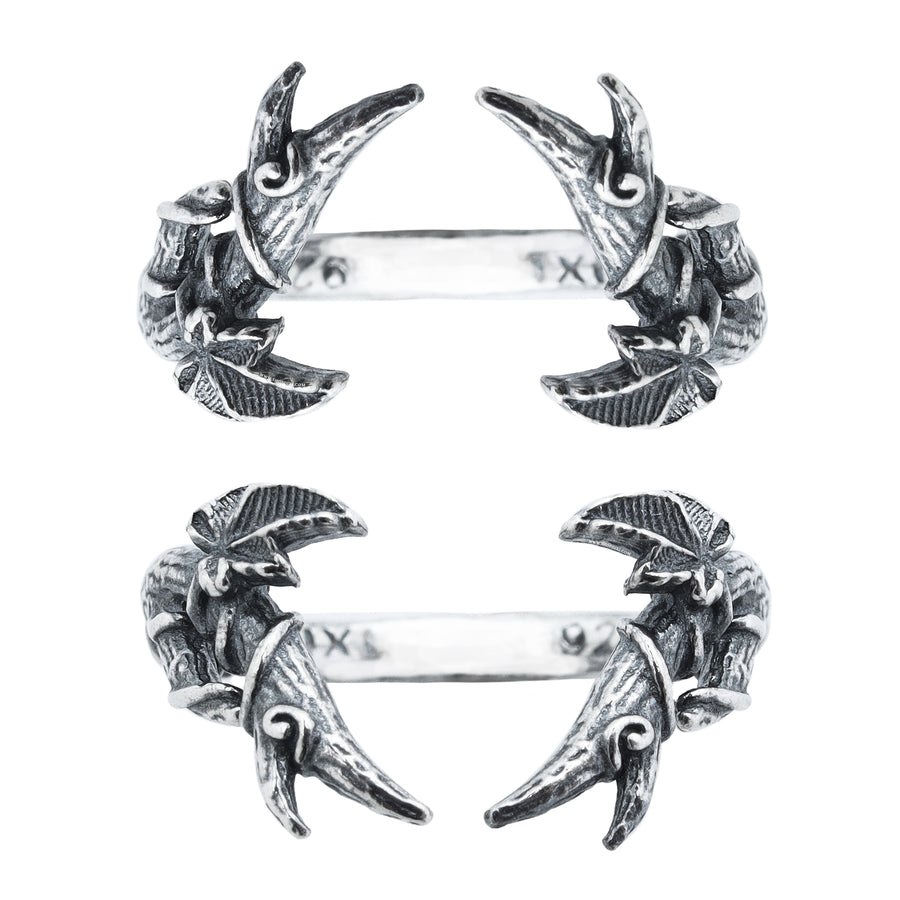 Sterling Silver Gothic Branch Antler Ivy Wishbone Stacking Rings