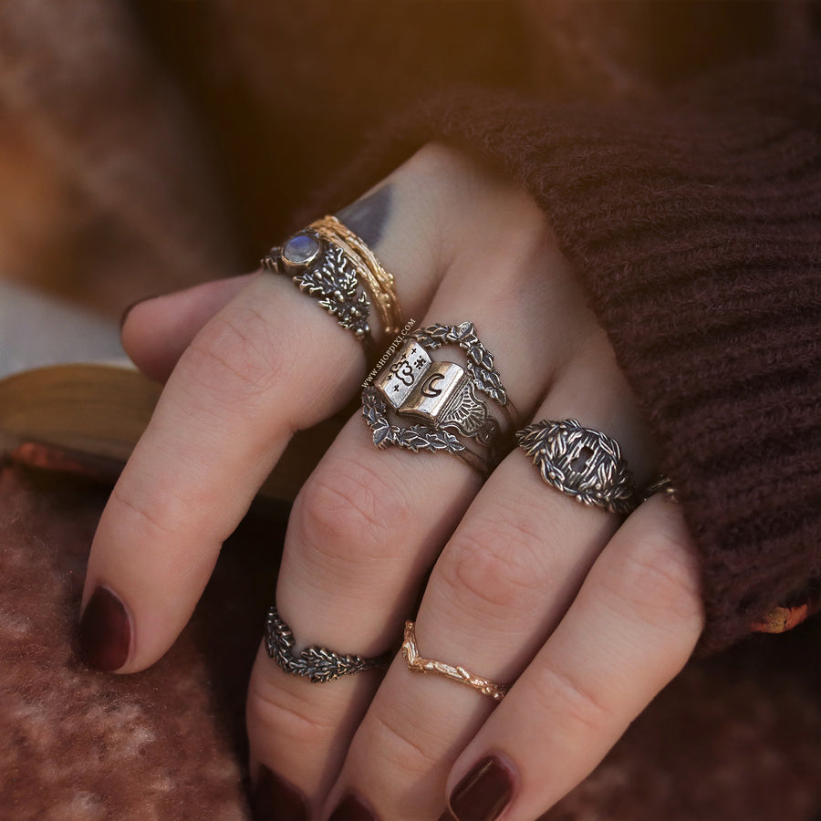 Shop Dixi Cosy Autumn Academia Book Witch Bookworm Bookstagram Booktok Crescent Moon Sterling Silver Ring