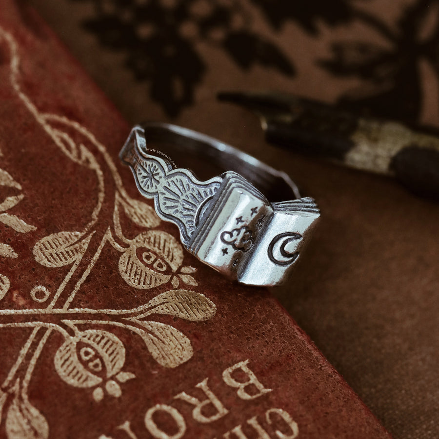 Shop Dixi Dark Academia Bookish Witch Nature Lovers Bookstagram Booktok Crescent Moon Ring