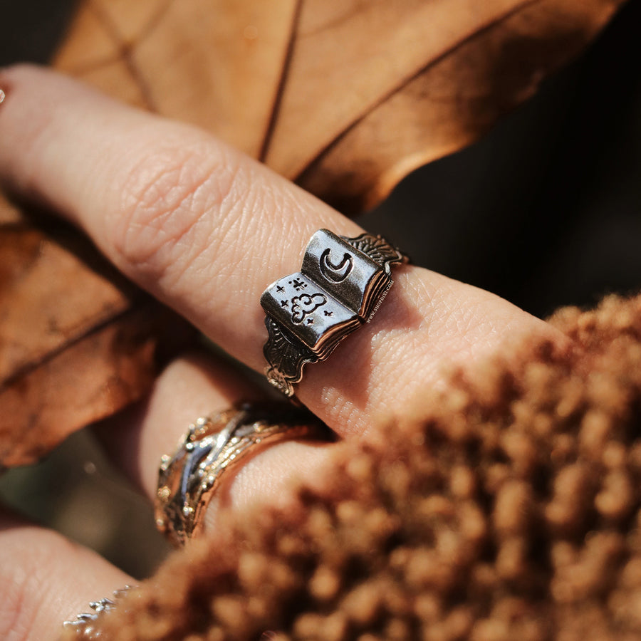 Shop Dixi Bookish Autumn Academia Book Witch Nature Lovers Bookstagram Booktok Crescent Moon Ring