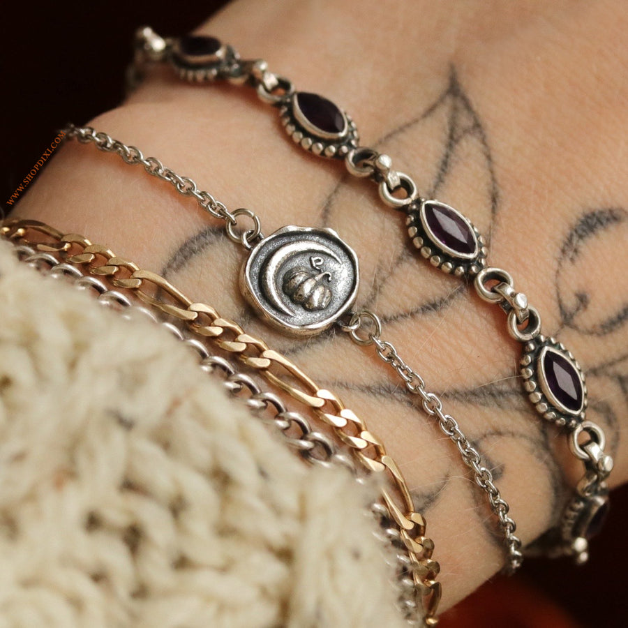 Pumpkin Crescent Cradle Wax Seal Bracelet