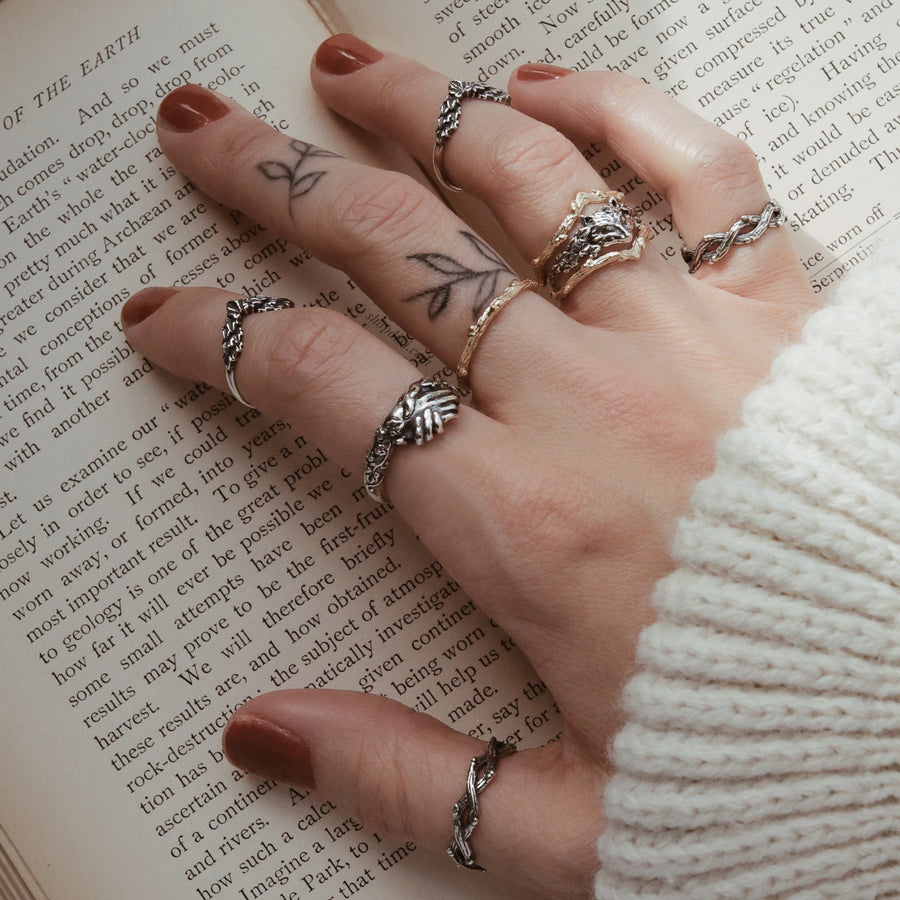 Dark Academia Tattooed Hands Gothic Rings