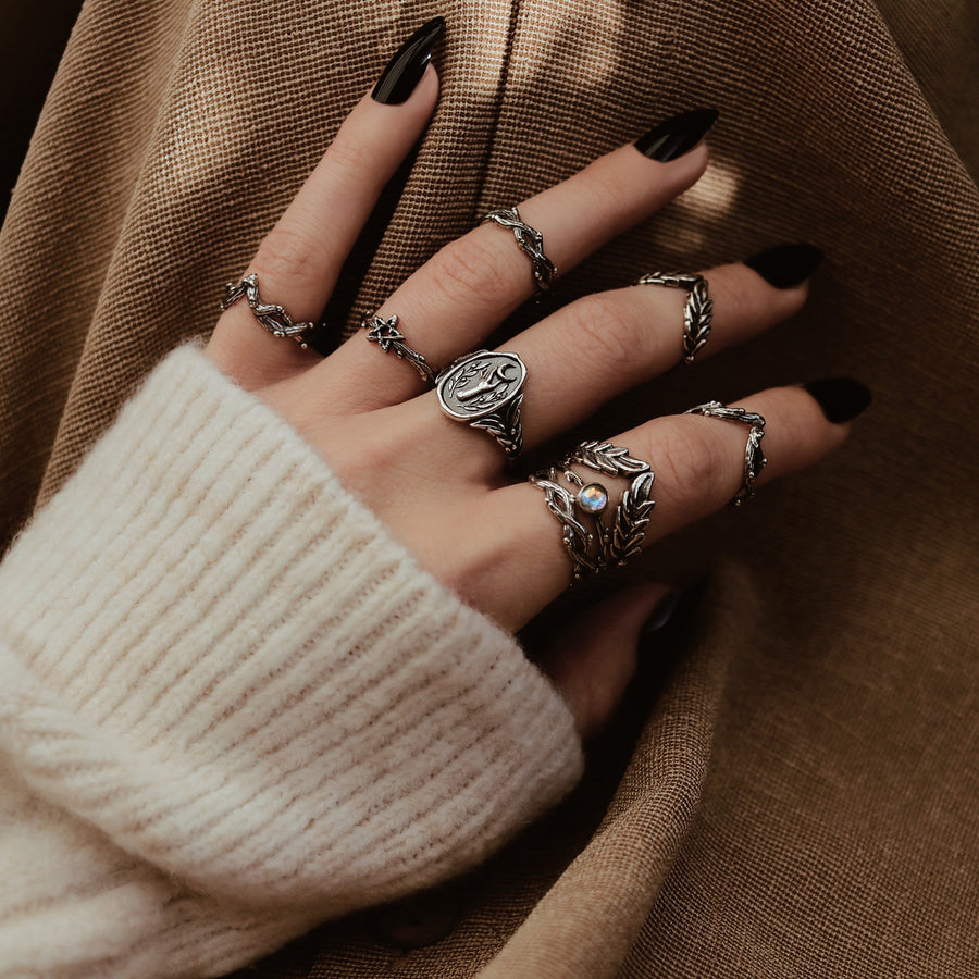 Boho Hand Rings Shop Dixi Gothic Jewelry | Victorian Aesthetic Wax Seal Ring