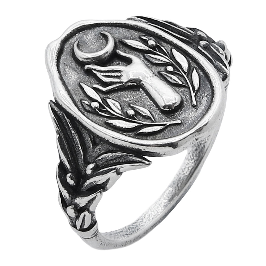 Sterling Silver Witchy Crescent Moon Child Ring