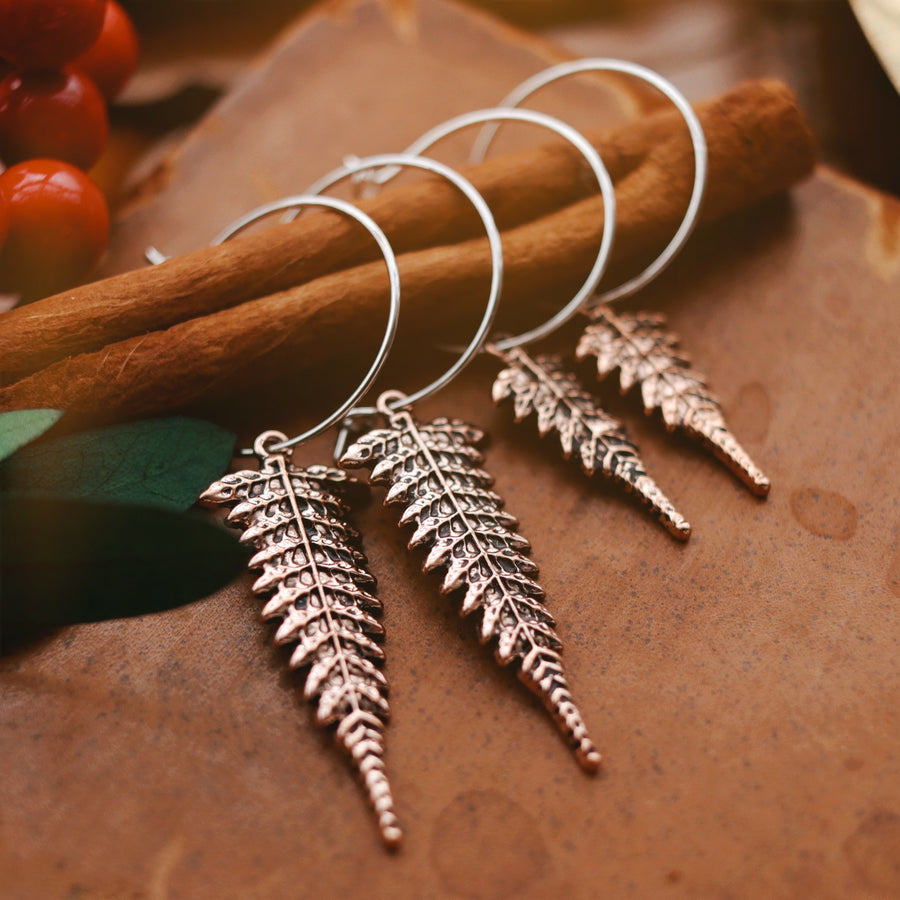 Shop Dixi Boho Earrings Autumnal Forest Fern Hoop Earrings