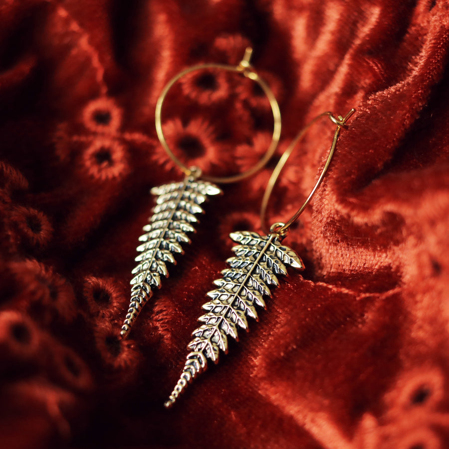 Winter's Forest Fern Hoop Earrings *Colour Select