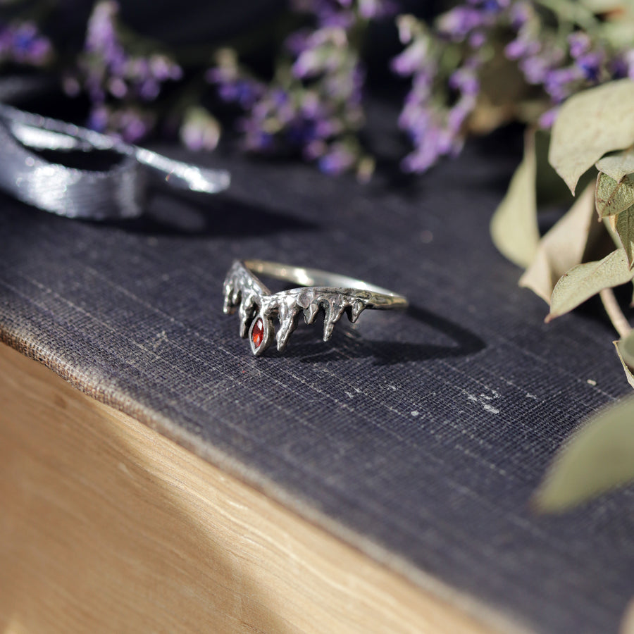 Before The Dawn Icicle Wishbone Ring Royal Red