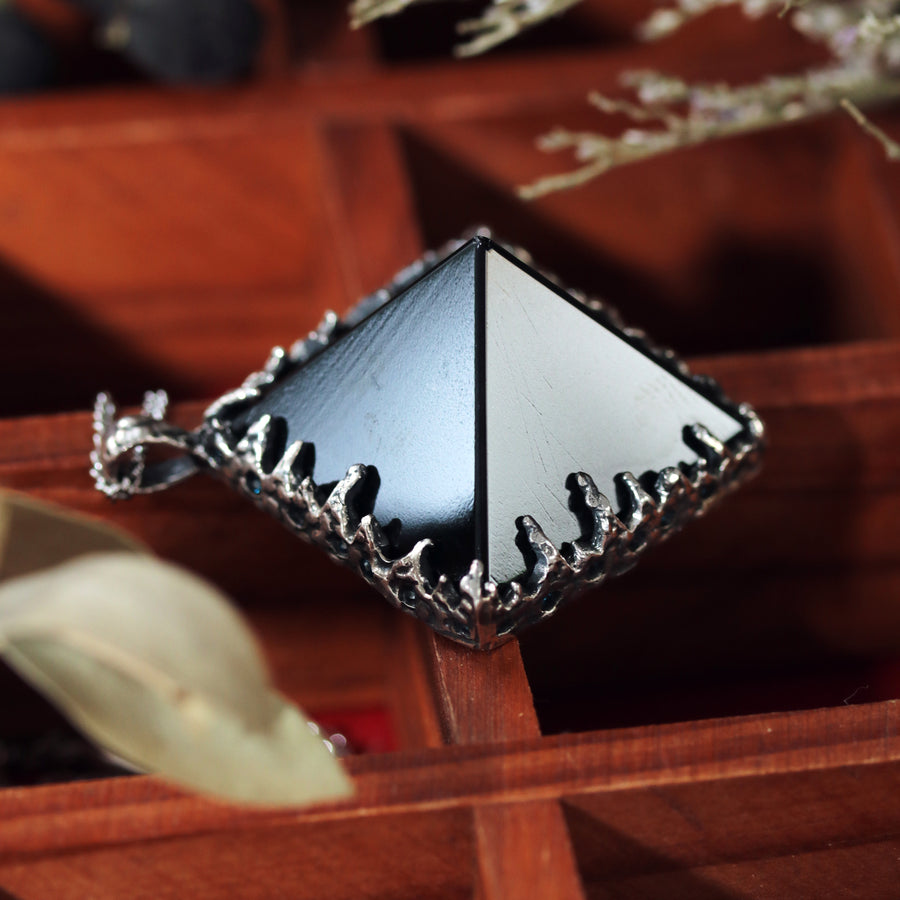 Sacred Smoky Quartz Icicle Crystal Pyramid Necklace #26