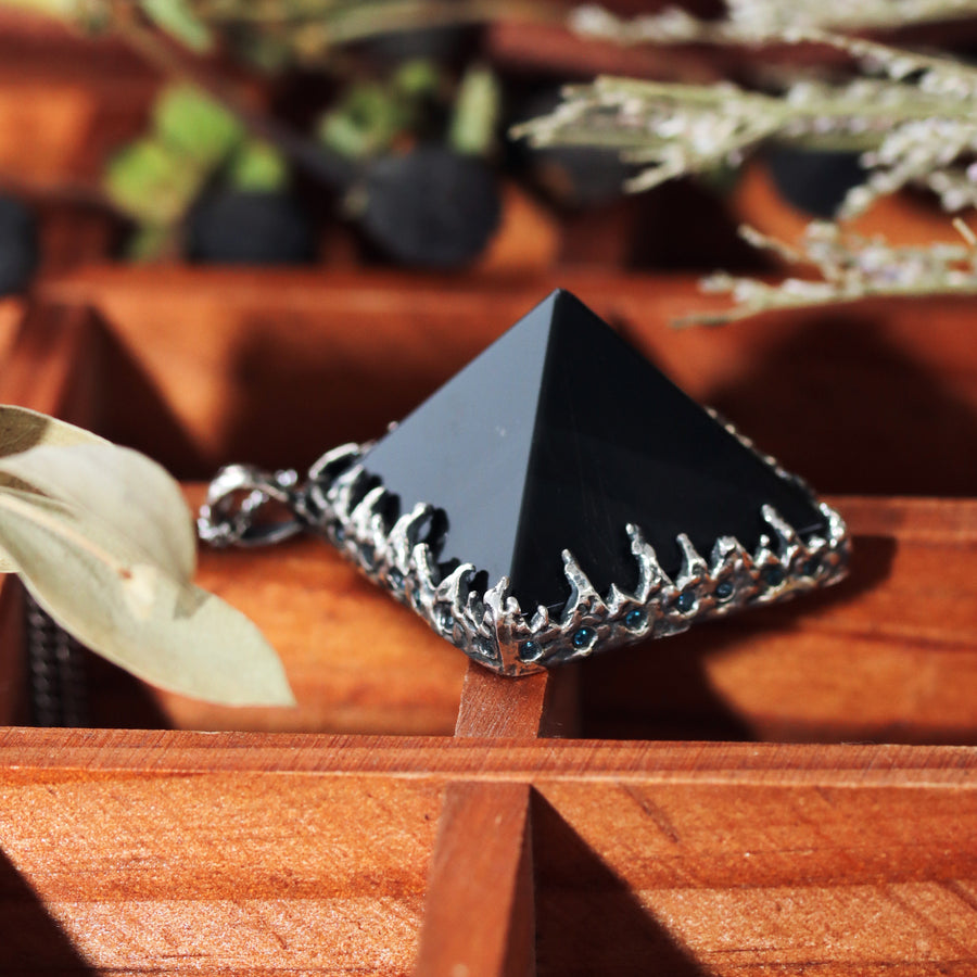 Sacred Smoky Quartz Icicle Crystal Pyramid Necklace #26