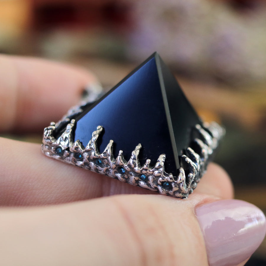 Sacred Smoky Quartz Icicle Crystal Pyramid Necklace #36