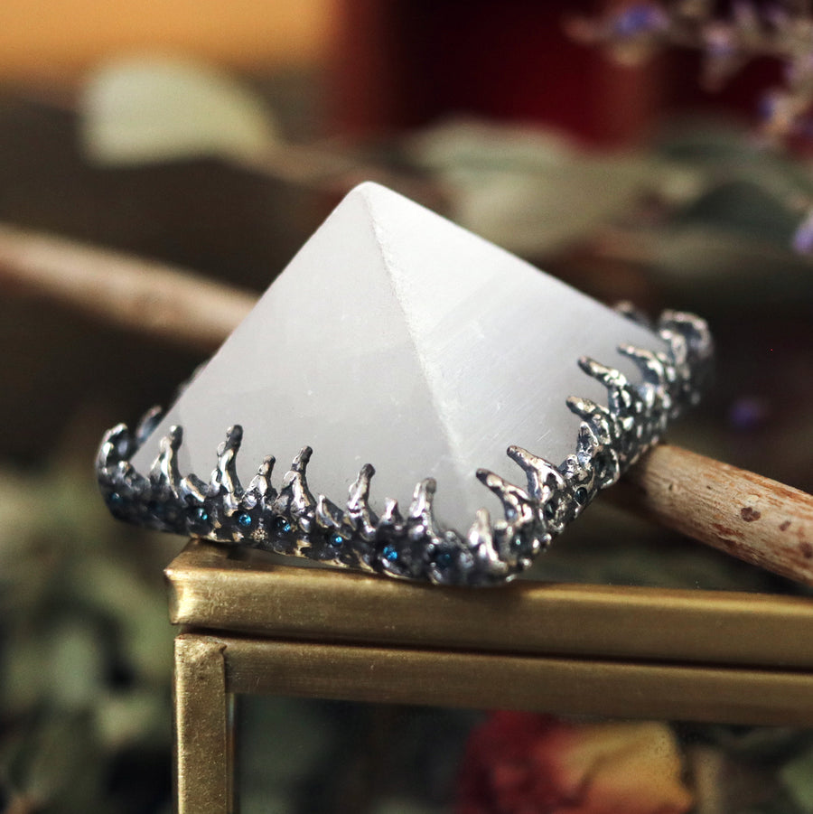 Sacred Selenite Icicle Crystal Pyramid Necklace #29