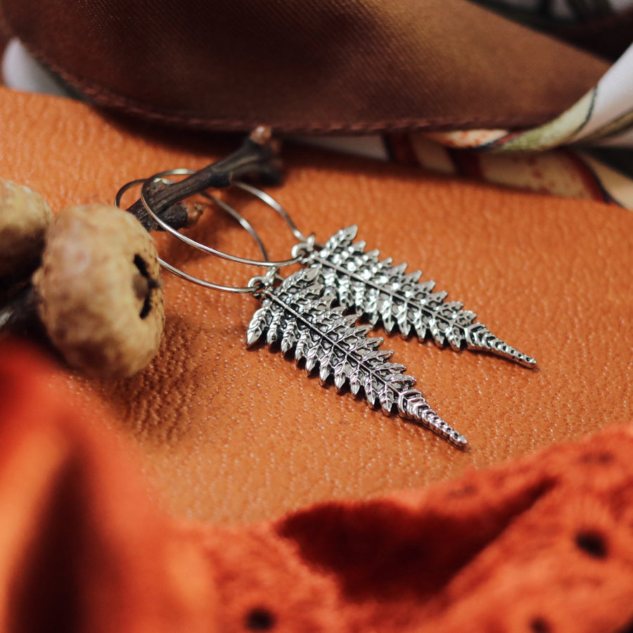 Winter's Forest Fern Hoop Earrings *Colour Select
