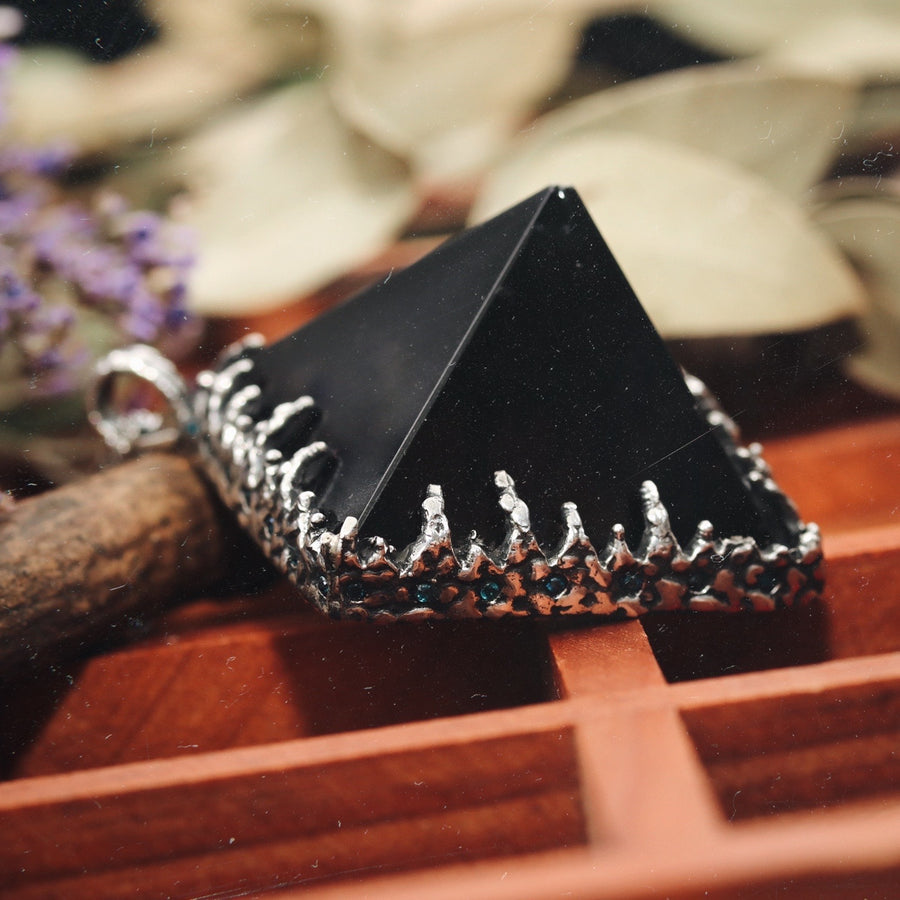 Sacred Smoky Quartz Icicle Crystal Pyramid Necklace #10