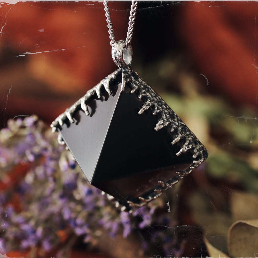 Sacred Smoky Quartz Icicle Crystal Pyramid Necklace #19