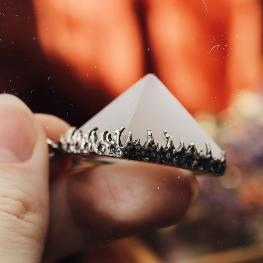 Sacred Selenite Icicle Crystal Pyramid Necklace #16