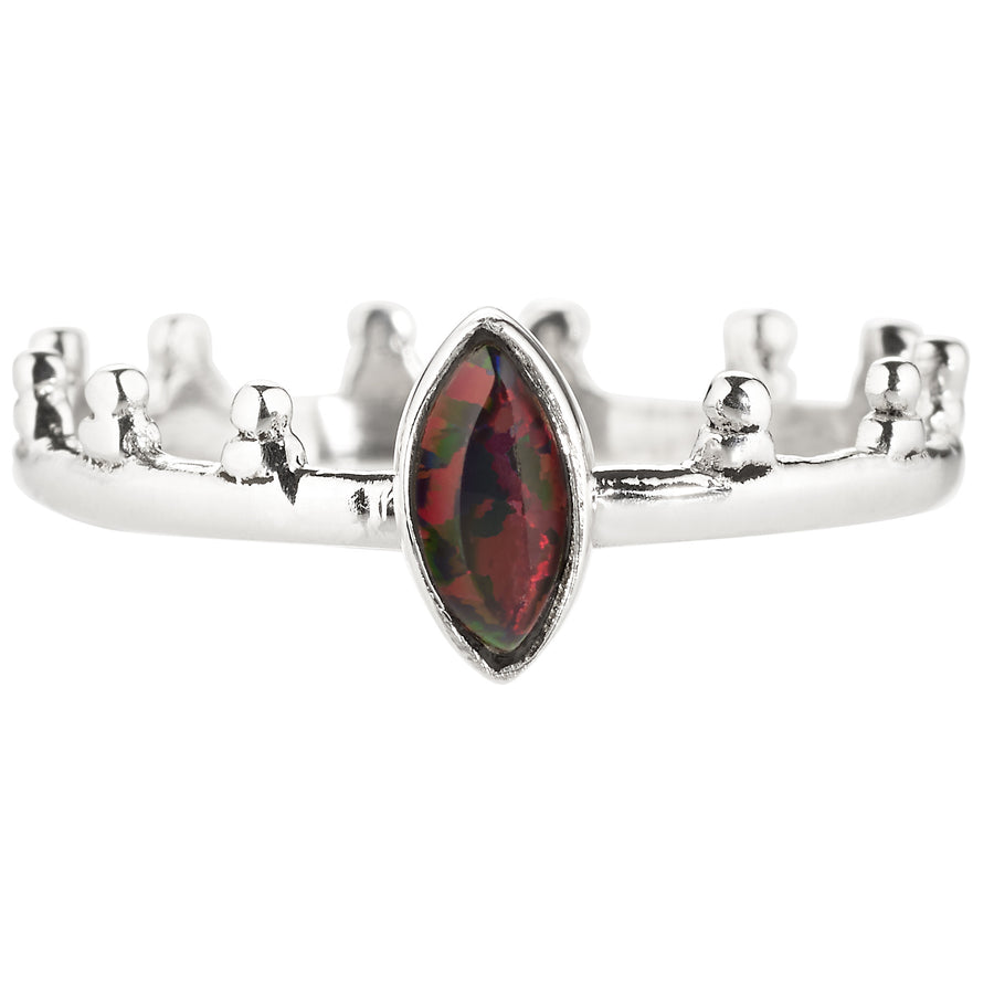 The Heroine Black Opal Gothic Crown Ring