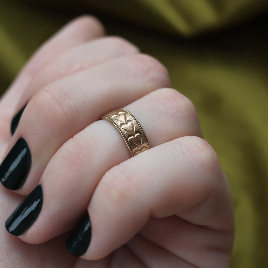 Vintage | Rosey Heart Band Ring